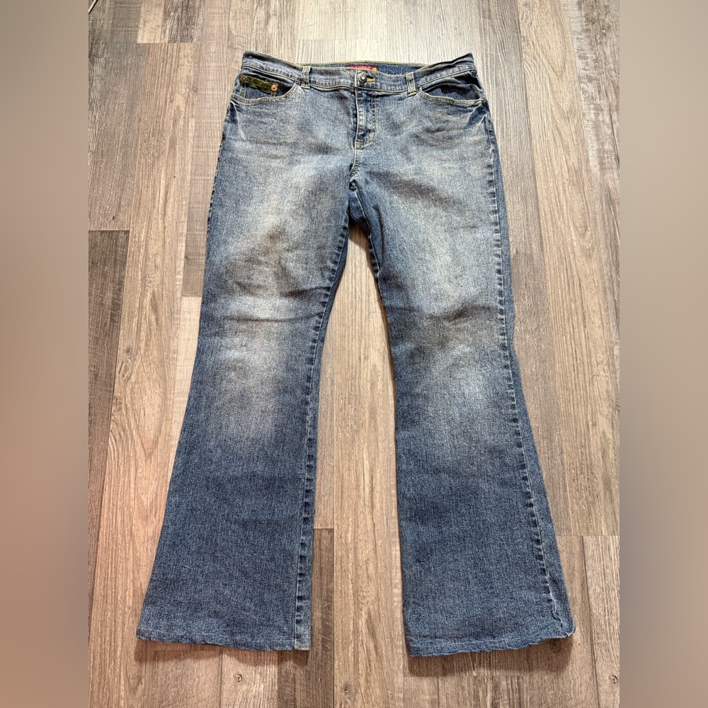 SO Blue Flare Wide Leg Jeans Vintage Style Denim